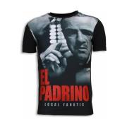 T-shirt Korte Mouw Local Fanatic El Padrino Face Digital Rhinestone