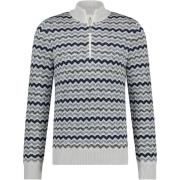 Sweater State Of Art Half Zip Grijsblauw Print