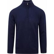 Sweater Suitable Half Zip Trui Wol Blend Navy