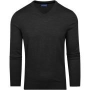Sweater Suitable Merino Pullover V-Hals Antraciet
