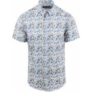 Overhemd Lange Mouw Suitable Short Sleeve Overhemd Bloemenprint Blauw