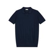 T-shirt Dstrezzed Polo Melange Slub Donkerblauw