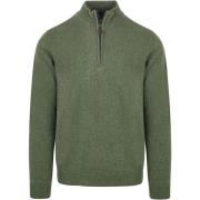 Sweater Suitable Half Zip Trui Lamswol Groen