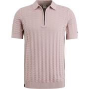 T-shirt Cast Iron Knitted Half Zip Poloshirt Structuur Roze