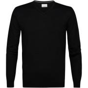 Sweater Profuomo Pullover V-Hals Merinowol Zwart