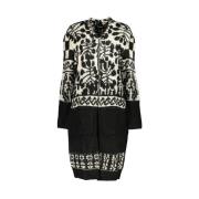 Mantel Desigual zwart-wit gebreid vest voor dames