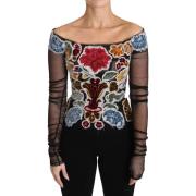 Overhemd D&amp;G Dolce Gabbana Bloemen Appliqu Mesh Top TSH3085