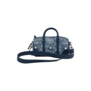 Handtas Mcm Vintage Jacquard Logo stof Satchel Crossbody handtas