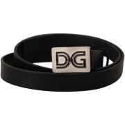 Riem D&amp;G Zilveren Logo Gesp Lederen Riem