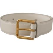 Riem D&amp;G Witte Leren Riem met Gouden Gesp