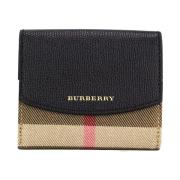 Portemonnee Burberry Zwart generfd leer en huis Check Canvas Coin Pouc...