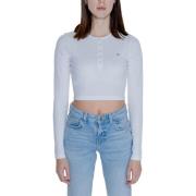 Overhemd Tommy Hilfiger Geribbelde Lange Mouw Crop Top Dames Wit