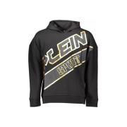 Sweater Philipp Plein Sport Zwarte katoenen trui met capuchon en contr...