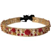 Riem D&amp;G Kristal rode bloem taille riem