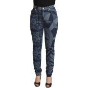 Broek D&amp;G Skinny denim jeans met hoge taille en bloemen