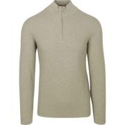 Sweater Profuomo Half Zip Pullover Structuur Mid Groen