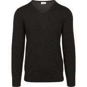 Sweater Profuomo Pullover V-Hals Merinowol Zwart