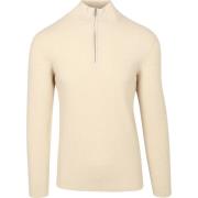 Sweater Profuomo Half Zip Pullover Structuur Ecru