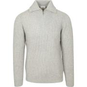 Sweater Profuomo Half Zip Pullover Merinowol Melange Grijs