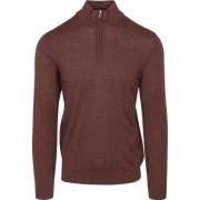 Sweater Profuomo Half Zip Pullover Merinowol Burgundy