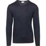 Sweater Profuomo Pullover V-Hals Merinowol Navy