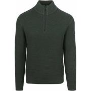 Sweater No Excess Half Zip Trui Structuur Melange Donkergroen