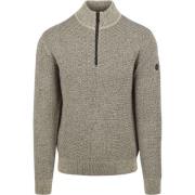 Sweater No Excess Half Zip Trui Structuur Melange Stone