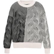 Fleece Jack Desigual Wave gebreide damestrui zwart en wit