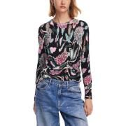 Fleece Jack Desigual Gebreide Trui met Bloemen Zwart Multi