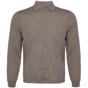 Overhemd Lange Mouw R2 Amsterdam Knitted Pull Shirt Merino Taupe