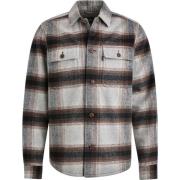 Sweater Vanguard Overshirt Brushed Wolblend Ruit Grijs