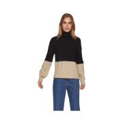 Trui Vila Noos Ril Blocking Knit L/S - Black/Natural Mel