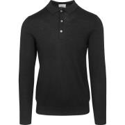 Trui Profuomo Longsleeve Poloshirt Merinowol Zwart