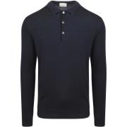 Sweater Profuomo Longsleeve Poloshirt Merinowol Navy