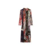 Jurk Desigual Midi-jurk met print en lange mouwen en hoge hals