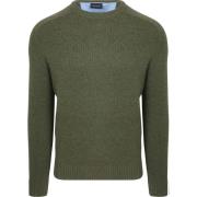 Sweater Suitable Lamswol Trui Ronde Hals Olijfgroen