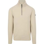 Sweater No Excess Half Zip Trui Chenille Ecru