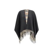 Sjaal Burberry Poncho met franjes Gebreide kleding