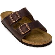 Pantoffels Birkenstock Arizona Leren Sandalen voor Heren - Donkerbruin