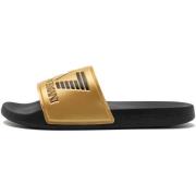 Teenslippers Ea7 Emporio Armani Visibility Logo Slides Shiny Gold/Blac...