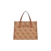 Handtas Guess IZZY TOP ZIP SHOULDE LATTE LOGO Beige