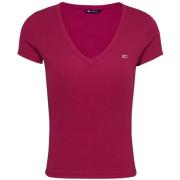 Overhemd Tommy Hilfiger Geribbeld VNeck T-shirt met korte mouwen