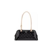 Handtas Guess ARNELA SHOULDER SATC BLACK LOGO Noir