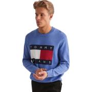 Sweater Tommy Jeans Knitted Flag Sweater Tempo Blue Melange