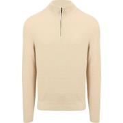 Sweater Suitable Structure Half Zip Trui Sand