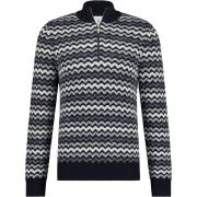 Sweater State Of Art Half Zip Donkerblauw Print