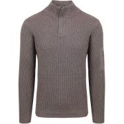 Sweater Suitable Mou Half Zip Trui Taupe