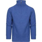 Sweater Suitable Half Zip Trui Wol Blend Blauw