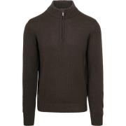 Sweater New Zealand Auckland NZA Half Zip Trui Wolmix Adan Donkerbruin