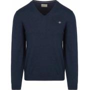 Sweater Gant Pullover V-Hals Jeans Blauw